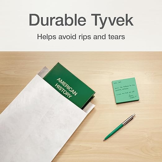 Columbian Self-Seal Mailers, Self-Sealing Envelopes, Made with DuPont Tyvek Material, 14 lb., Puncture, Tear and Moisture Resistant, White, 9" x 12", 100 per Box (1016969)