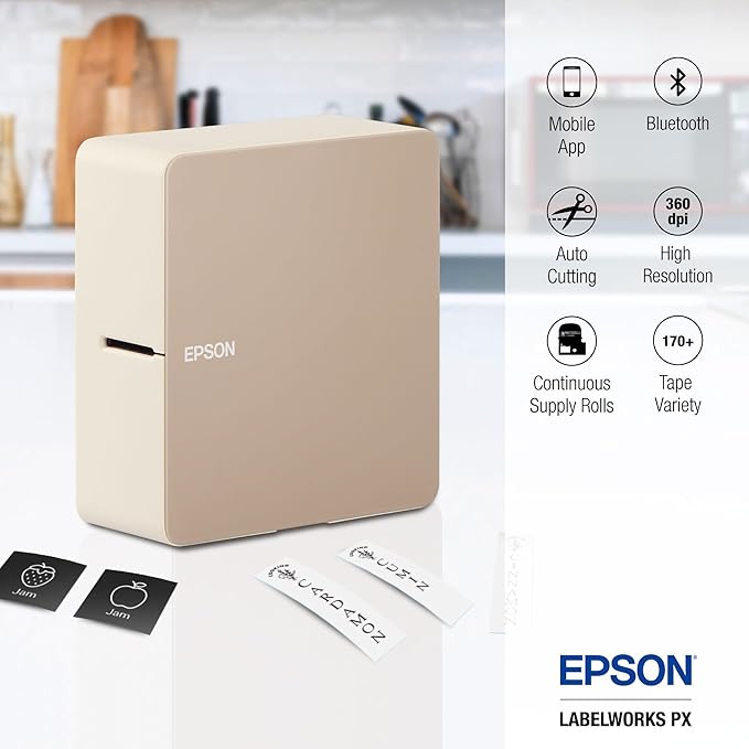 LABELWORKS Epson LW-C610PXADPT Color Starter Bundle - Label Maker, Adapter & Black on Blue/Red/Yellow Tape