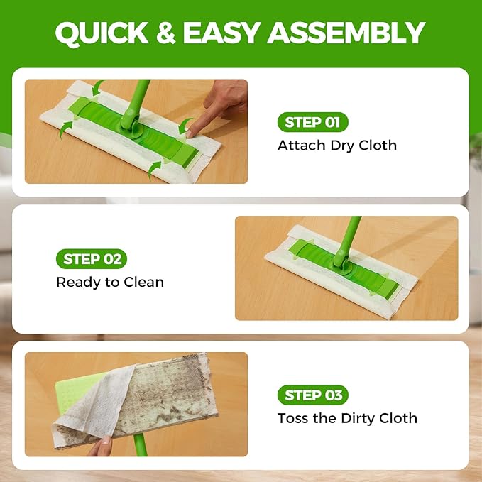UKEENOR Dry Mop Refills 240 Count Sweeper Disposable Dusting Cloths Dry Sweeping Refills Dry Duster Cloths Mop Pads Floor Cloth Refills Electrostatic Cloths