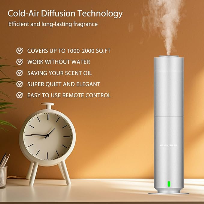 Scent Air Machine for Home-Hotel Diffuser for House-Waterless Essential Oil Diffuser-Studio Cold Air Scent Diffuser-Large Room-App Remote Control Aromatherapy Diffuser for Home,Office & Hotel- Silver