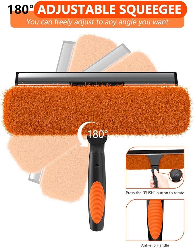 SKGPOLE 26FT Reach Window Squeegee for Window Cleaning Kit with 5-19 Foot Telescoping Extension Pole, 2 in 1 Window Squeegee, Cobweb Duster, Dust Kit Window Washing Kit for Car, Shower Glass Door