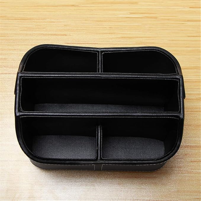 PU Leather Remote Control Holder,360 Degree Spinning Desk TV Remote Caddy,Desk Organizers and Accessories,for Controller,Media,Mail,Calculator,Mobile Phone,Pen Storage Holder(Black)