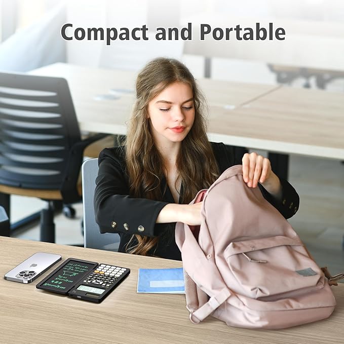 NEWYES Rechargeable Scientific Calculators 991ES MAX, 417 Functions, Writing Pad, Foldable Hard Case, 4-Line Written Display Advanced Calculators for Students School Engineering, Dual Power, Black