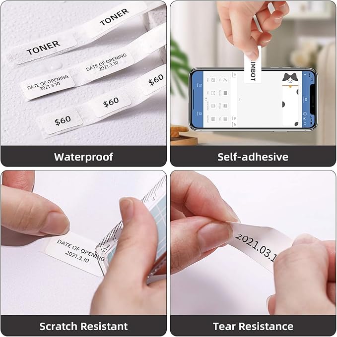 NIIMBOT D11 Label Maker Tape D110 Labels 3Rolls, Self-Adhesive Labeling Tape Replacement 0.47" X 1.57" (12 X 40mm) Thermal Label Refills for Home Office, 480 Labels/3Rolls, White