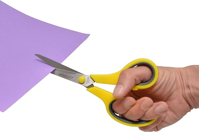 Westcott 8" Straight Stainless Steel Soft Handle Scissors, Assorted Colors, Pack of 15