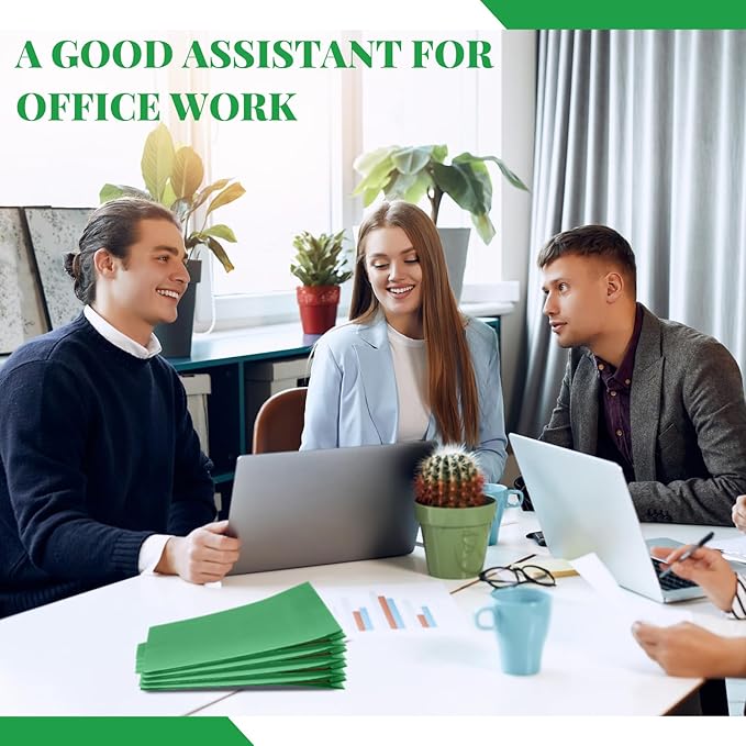 12 Pcs Classification Folders Letter Size, 1 Divider Pressboard File Folder with Fasteners, Expanding File Organizer Bulk for Teachers, Clergy, Office, Church, Christmas Donations (Green)