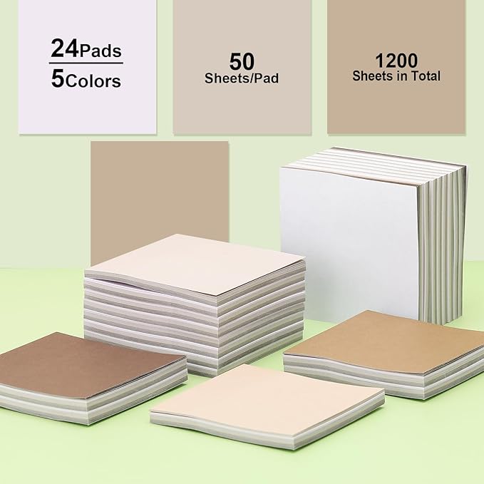 Thenshop 24 Packs Sticky Notes 3x3 Bulk Gradient Colorful Self Stick Note Pads Paper Memo for Office School Notebook Supplies 50 Sheets Pad (Autumn Color)