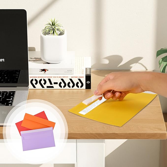 50 packages #10 Business envelopes, Mailing Envelopes, Self-adhesive standard Envelopes, for personal and business use, checks, mailing letters, invoices,4 1/8 x 9 1/2 inches (colored)