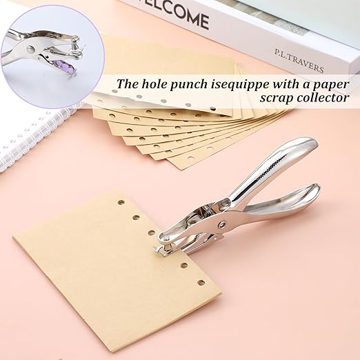 1/4” Hole Punch and 1/8” Small Single Hole Punch, 8 Sheet Capacity Small Hole Punch Handheld Circle Paper Hole Puncher Tiny Hole Punch Small Hole Puncher for Tags Crafts Tickets Home Office