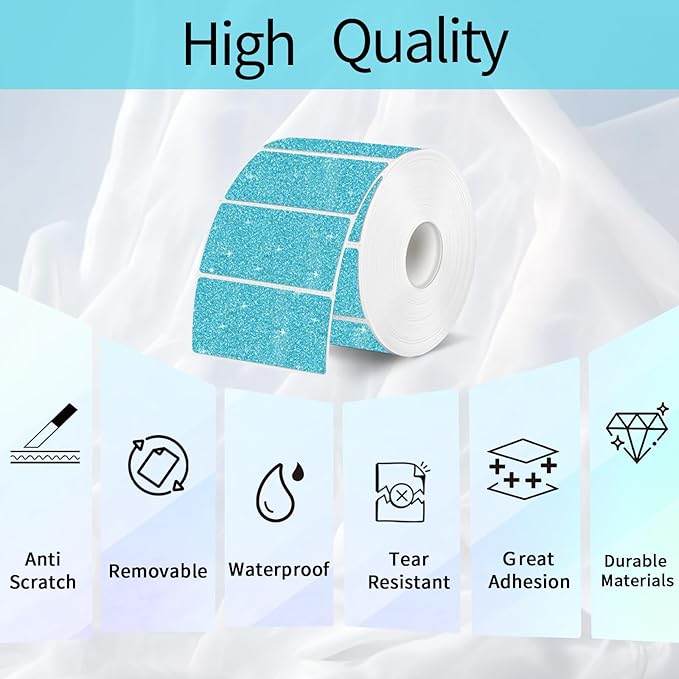 2"x1" Holographic Thermal Labels Stickers, Glitter Direct Thermal Printer Labels, Waterproof Self-Adhesive Address Shipping Label Stickers, 300 Sheet/ 1 Roll, Holographic Shiny Pink