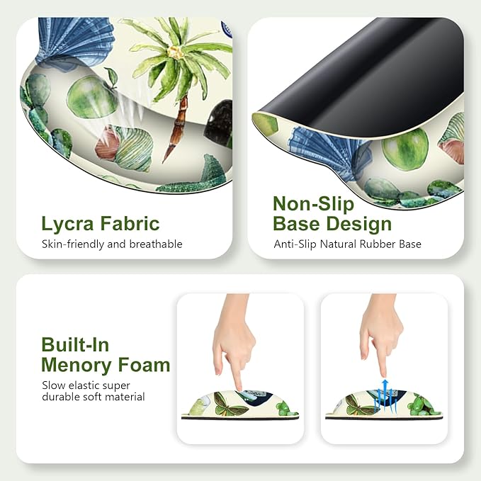 Mouse Pad, 4 in1 Large Desk Mat, Desk Pad Matt for Desktop, Anti-Slip XXL Big Computer Ergonomic Mousepad with Wrist Support for Keyboard and Mouse for Women I Green Theme Stickers