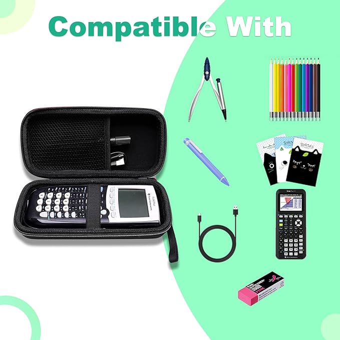 Calculator Case Compatible with Texas Instruments TI-84 Plus CE/TI-84 Plus/TI-Nspire CX II CAS/TI-Nspire CX II/TI-83 Plus/TI-89 Titanium/TI-85 / TI-86 Color Graphing Calculator by XANAD(Black)