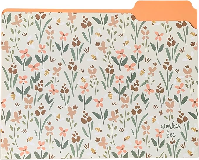 Steel Mill & Co Cute File Folders, Set of 9, Document Organizer for Filing Cabinet, Decorative Letter Size Files, Bees