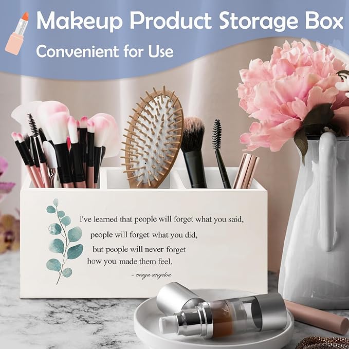 SNNDER Inspirational Maya Angelou Quote Pen Holder, Motivational Desk Decor, Inspirational Positive Gifts Wooden Pen Pencil Holder Organizer for Home Office Desk Accessories