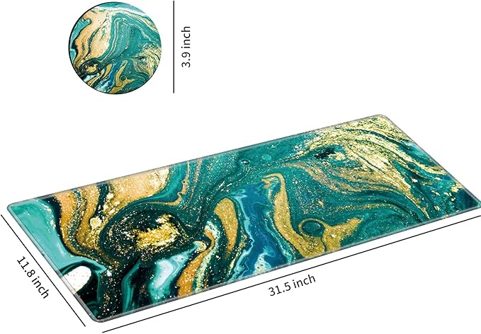 Big Desk Pad (31.5 X 11.8 Inch) Desk Mat Accessories for Women Men Desk Protector Extended Mouse Pad for Office/Home Accessories Writing Pad for Top of Desks +Cup Coaster, Teal