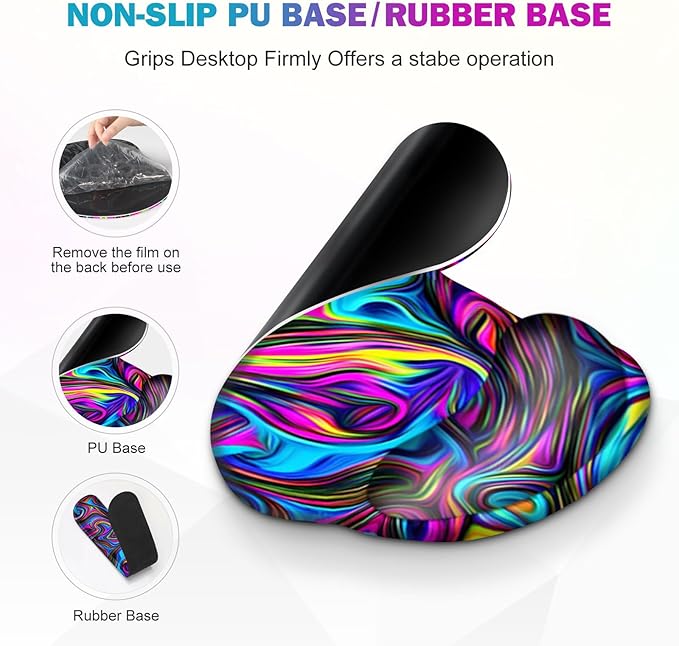 Gaming Mouse Pad, Large Desk Mat, Cute Desk Pad Protector, 4in1 XXL Mousepad + Keyboard Wrist Rest+Mouse Wrist Rest+Coaster Set with Ergonomic Desk Pad for Home Office Computer, Dazzling Bright Color