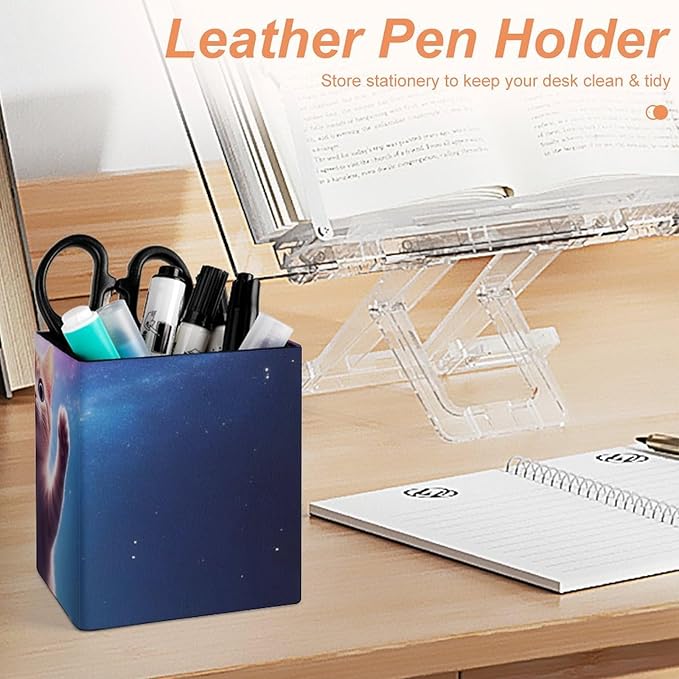 Fashion Pencil Pen Holder Cup, Waterproof Office Supplies, Waterproof Multifunctional Office Supplies Funny Space Cat