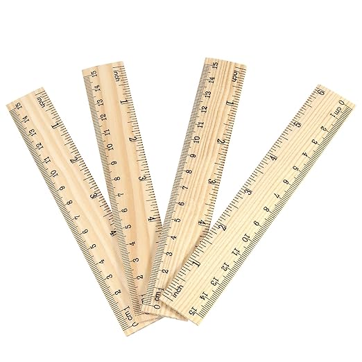 SINJEUN 216 Pack 6 Inch Wood Ruler, 2 Scales 15 cm Wooden Straight Rulers Double-Sided Scale Ruler Measuring Tool for Students School Home Office Architects Engineers