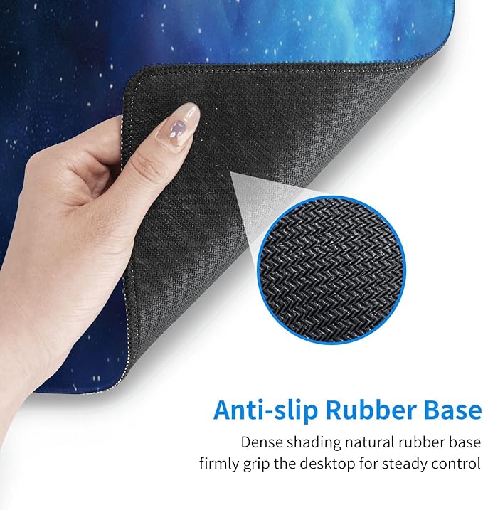 Gaming Mouse Pad, Large Non-Slip Rubber Base Mousepad, Keyboard Mouse Mat, Desk Pad with Stitched Edges, 31.5x11.8inch,Starry Sky