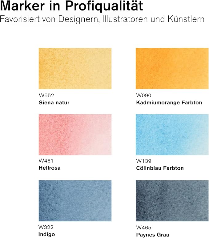 Winsor & Newton ProMarker Watercolor Marker Set, 6 Count, Sky Tones