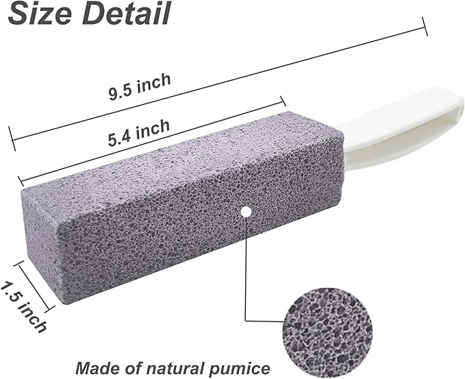 Pumice Stone for Toilet Cleaning with Handle Toilet Stone, Removing Hard Water Rings for Toilet Bowl Pool Bathtub, 4 Pack