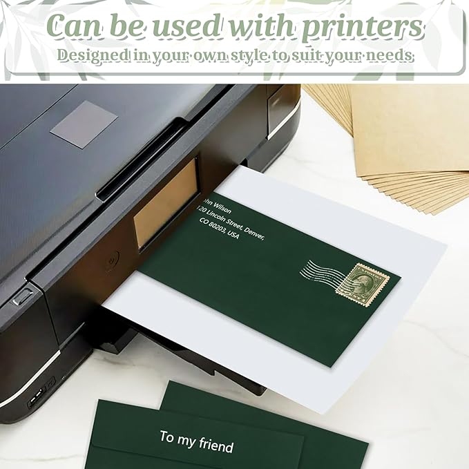 Mulbozy 50 Pcs Dark Green #10 Business Envelopes, Self Seal Standard Envelopes, Windowless Business Mailing Envelopes for Office Checks Letters Invoices Statements Wedding, Size 4-1/8 x 9-1/2 inch