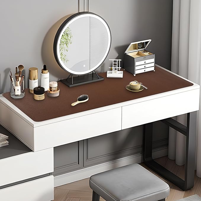 Desk Mat, Dual-Sided Desk Pad, Large Mouse Pad for Desk, Natural Cork & PU Leather Non-Slip Waterproof Desk Mats for Office and Home (Brown, 31.5" x 15.7")