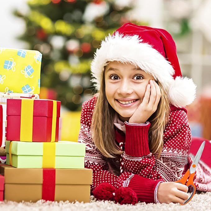 Scissors, Hnncugty 8" Scissors All Purpose Bulk Set of 6-Pack, Sharp Shears for Office Home Craft Sewing Fabric, High/Middle School Supplies Student Teacher Supplies, Comfort Grip Right/Left Handed