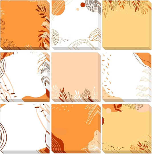 9 Pieces Fall Boho Sticky Notes Fall Boho Style Design Self-Adhesive Note Pads Sticky Memo Notes for School Office Home Supplies Students Teachers Presents