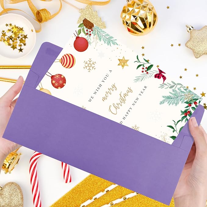 100 Pack Dark Purple #10 Business Envelopes, Standard Envelopes Self Seal, 4 1/8 x 9 1/2 Inch Letter Size Business Mailing Envelopes for Checks Invoices Statements Baby Shower Wedding Birthday