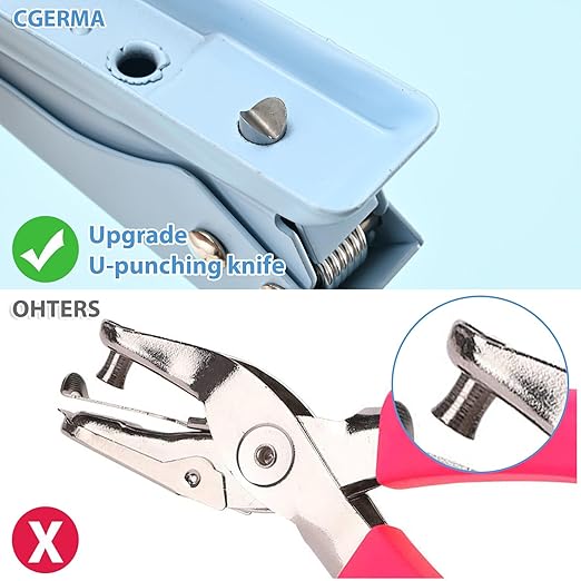 Single Hole Puncher, 1/4" Hole, 50% Labor Savings, Heavy Duty Metal Punch, 15 Sheet Capacity, for ID Cards, Chipboard, Art Project, Crafts Easy Punching, Blue