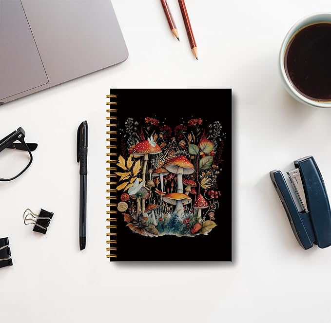 Mushroom Spiral Journal Notebook - Mushroom Notebook 5.5×8.3, Mushroom Gifts Notebook Journal, Mushroom Gifts for Women, 164 Pages