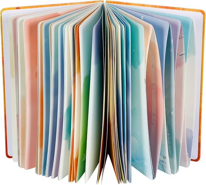 SIIXU Colorful Blank Journal Notebook, Hardcover Unlined Personal Diary to Write in for Women and Girls, Pretty Notepad for Writing, Spiral, 6.8"x9.8", 128 Pages, Autumn