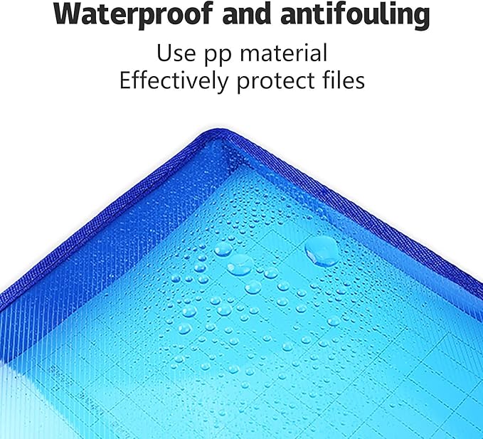 GJIAUKIZ Plastic File Folders Legal Size Envelope Expanding Document Organizer Folders with Snap Button Closure for School Office (Transparent & Blue, 14 Packs) with 30 Pieces Index Tabs