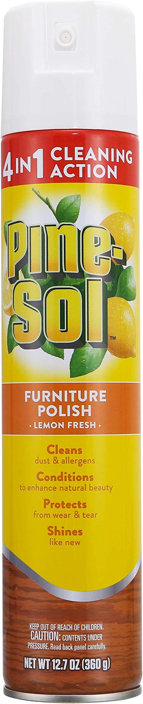 Pine-Sol Furniture Polish Aerosol, Lemon Scent - Wood Furniture Polish Spray Gives You A Powerful Clean You Can Trust - 12.7 Ounce - 6 Pack