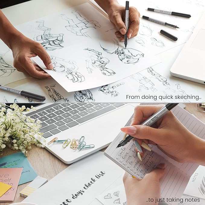 ARTEZA Rollerball Pens, Pack of 20, 0.7mm Black Liquid Ink Pens, Office Supplies for Bullet Journaling, Fine Point Rollerball for Writing, Taking Notes & Sketching