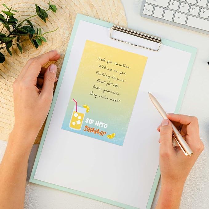 Gotcha Covered Notebooks Summer Vibes Sticky Note Set / 4" x 6" Repositionable Sticky Note Pads / Five Modern Beach Theme Designs / Made in The USA