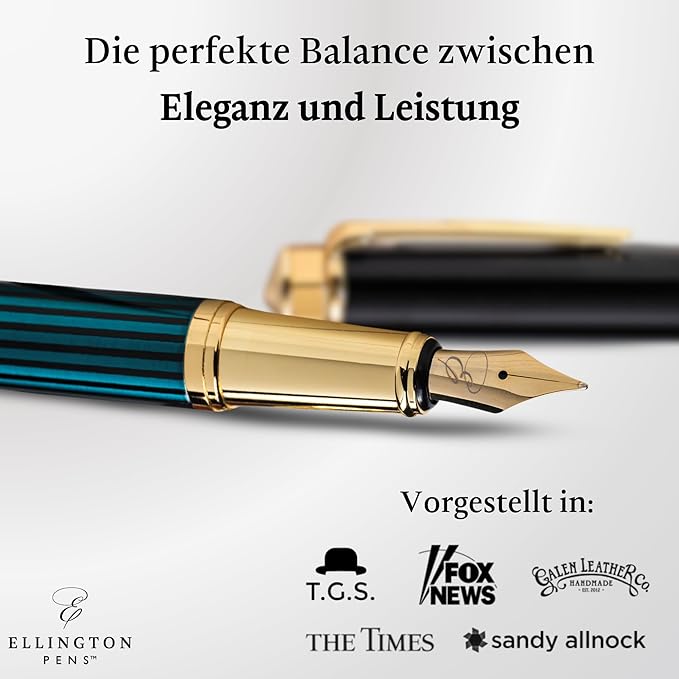 Ellington Pens Luxury Fountain Pen Set - Extra Fine Nib - Includes 3 Ink Cartridges, Refillable Ink Converter, Gift Box-Fountain Pens For Writing, Calligraphy, Journaling, Sketching (Crimson Blend)