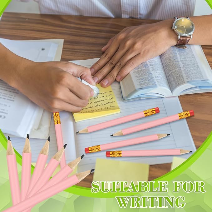 50 Pcs 4 Inch Mini Golf Pencils with Erasers Bulk Pack of Wooden Pencils for Parties Weddings School and Offices (Pink)