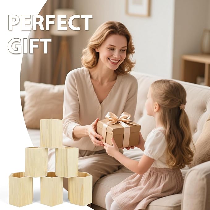 6 Pack Wood Pen Holder Unfinished Wooden Pencil Holder Pine Wood Pen Holder Stand for Desk Office Supplies Makeup Brushes Organizer (Hexagon)