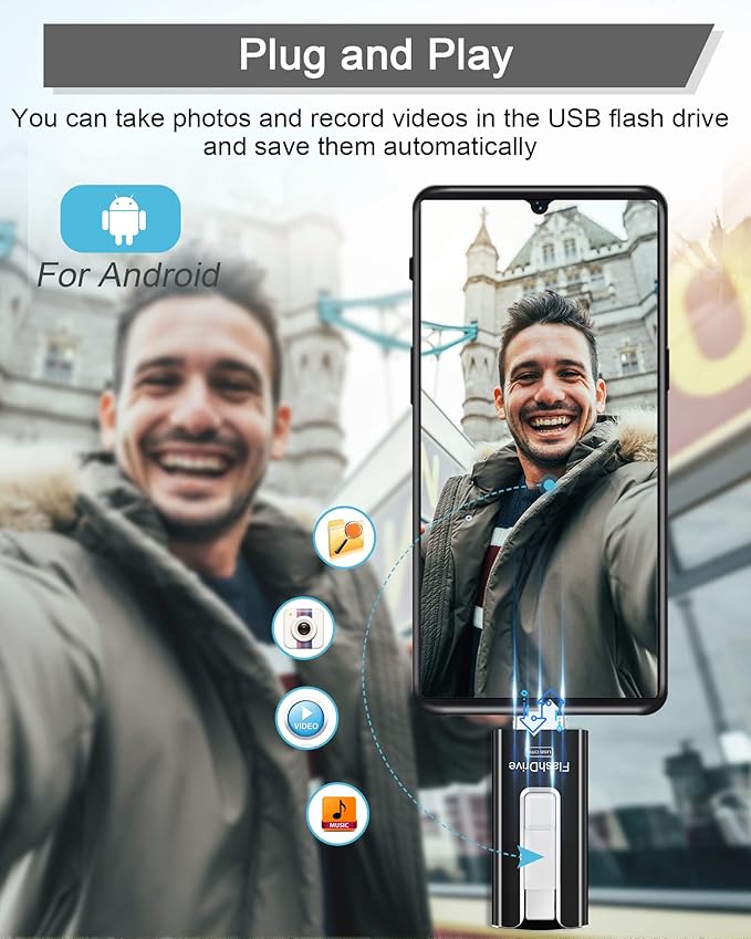 Sunany Flash Drive 512GB Thumb Drive USB Memory Stick High Speed External Storage USB Stick Photo Stick for Phone, Pad, Android, PC and More Devices (Black)