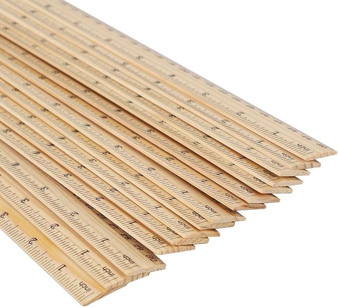 KINJOEK 72 Packs 8 Inch Wooden Rulers Bulk, 20cm Double Sided Pine Wood School Measuring Ruler for Home Student Office Use, 2 Scale