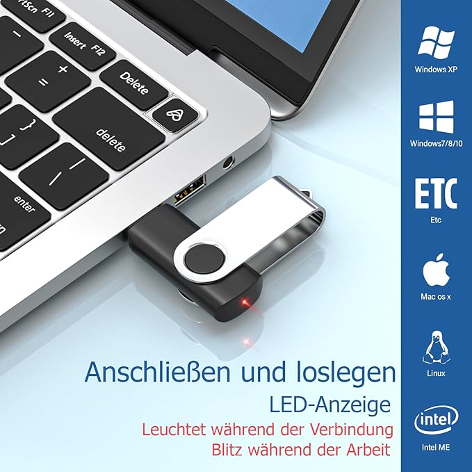 Flash Drives 16GB 10 Pack, Wooolken USB 2.0 Thumb Drives with Keychains Memory Stick USB Drive Pendrive for PC Laptop Computer (Mixcolors)