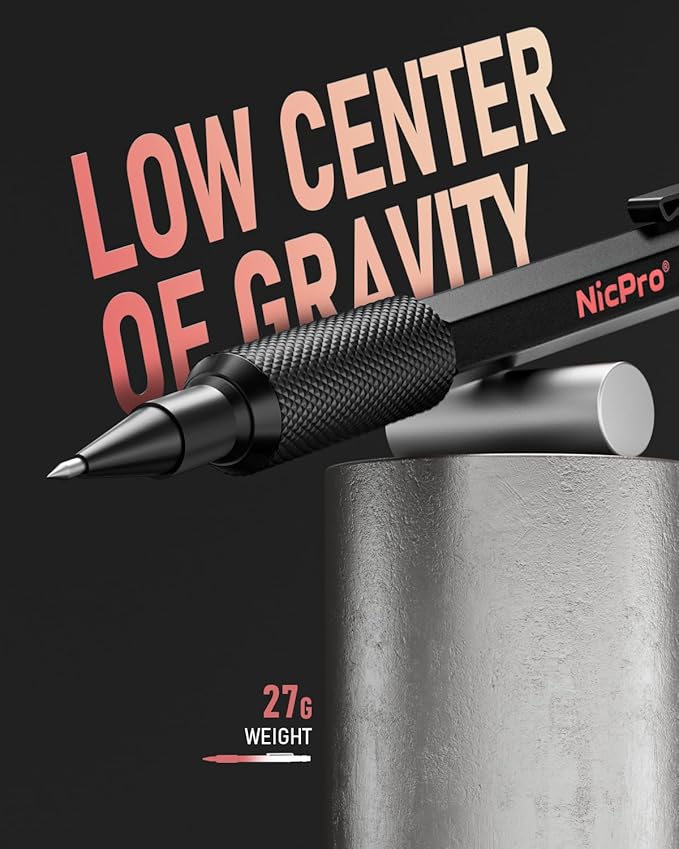 Nicpro 2mm Mechanical Pencils Set with Case, 12 Black & Colored Lead Refills, Erasers - MP2000 Weatherproof Metal Lead Holder, Heavy Duty Carpenter Pencil For Writing, Drawing, Woodworking