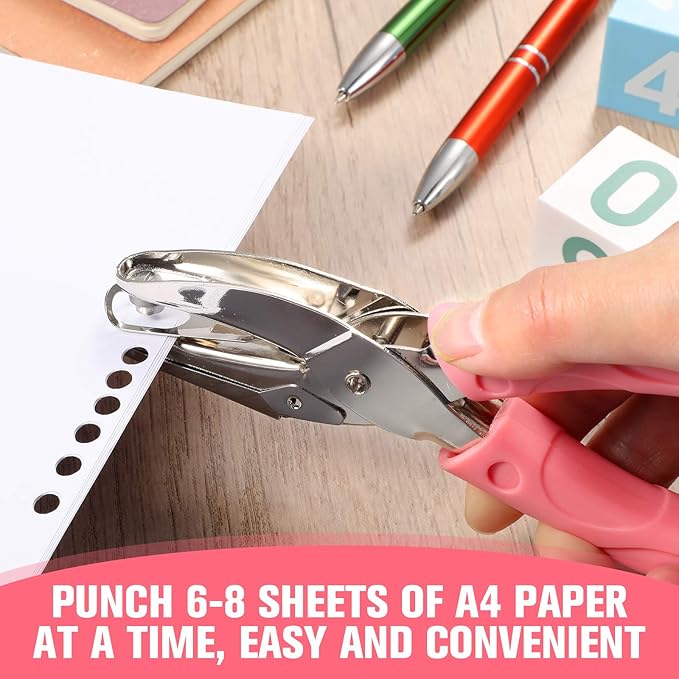 Honoson 5 Pieces Handheld Hole Paper Punch Metal Single Heart and Star Shapes Small Hole Punch Puncher with Soft Grip for DIY Craft Tags Clothing Ticket Scrapbook Tool, 3 Shapes