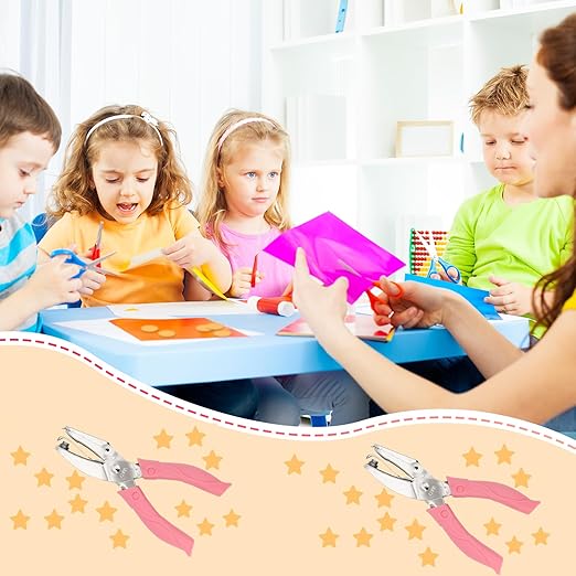 Star-Shape Handheld Hole Paper Punch, Pletpet Heart Hole Punch + Star Hole Punch 1/4 Inch Metal Single Hole Paper Punch, with Soft-Handled for Tags Clothing Ticket