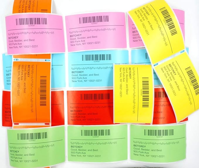 BETCKEY - 1.5" x 1" All Purpose & Address Labels Compatible with Zebra & Rollo Label Printer,Premium Adhesive & Perforated[Red, 6 Rolls, 7800 Labels]