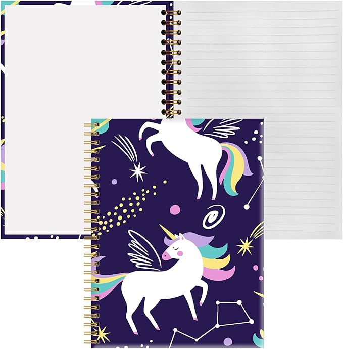 Spiral Notebook A5, Hardcover Journal for Women, 120 Pages Thick College Ruled Paper, Perfect for Office, School, or Home Use(Cute Unicorn)