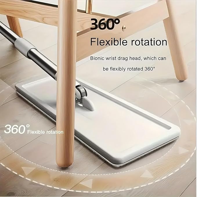 Mop and Bucket with Wringer Set, Hands Free Flat Mops for Floor Cleaning, Wet and Dry Use, Wall Mop Cleaner with 3 Washable Microfiber Pads for Bathrooms, Bedrooms, Living Rooms, Kitchens