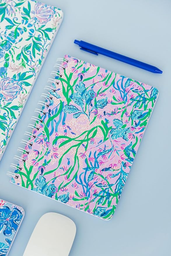 Lilly Pulitzer Hardcover Mini Spiral Notebook, 8.5" x 6.5" Small Journal with 160 College Ruled Pages, Secret Escape